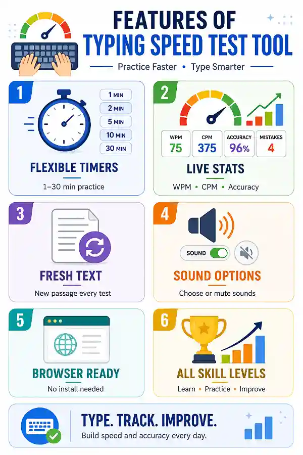 Features of Typing Speed Test tool